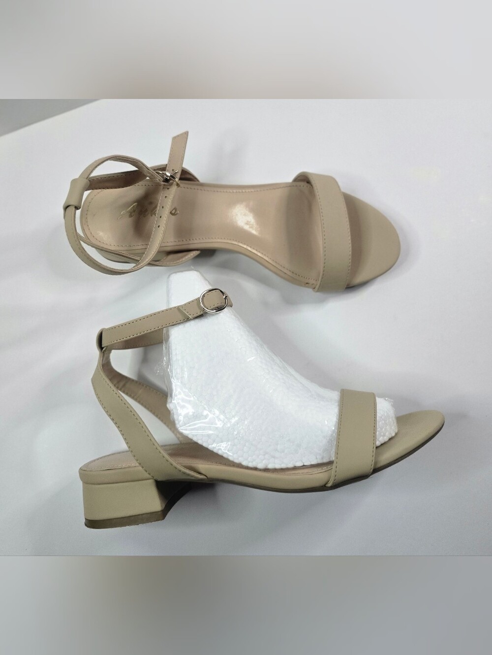 Ankis Nude Beige Ankle Strap Flat Sandals Size 7M - Picture 4 of 8